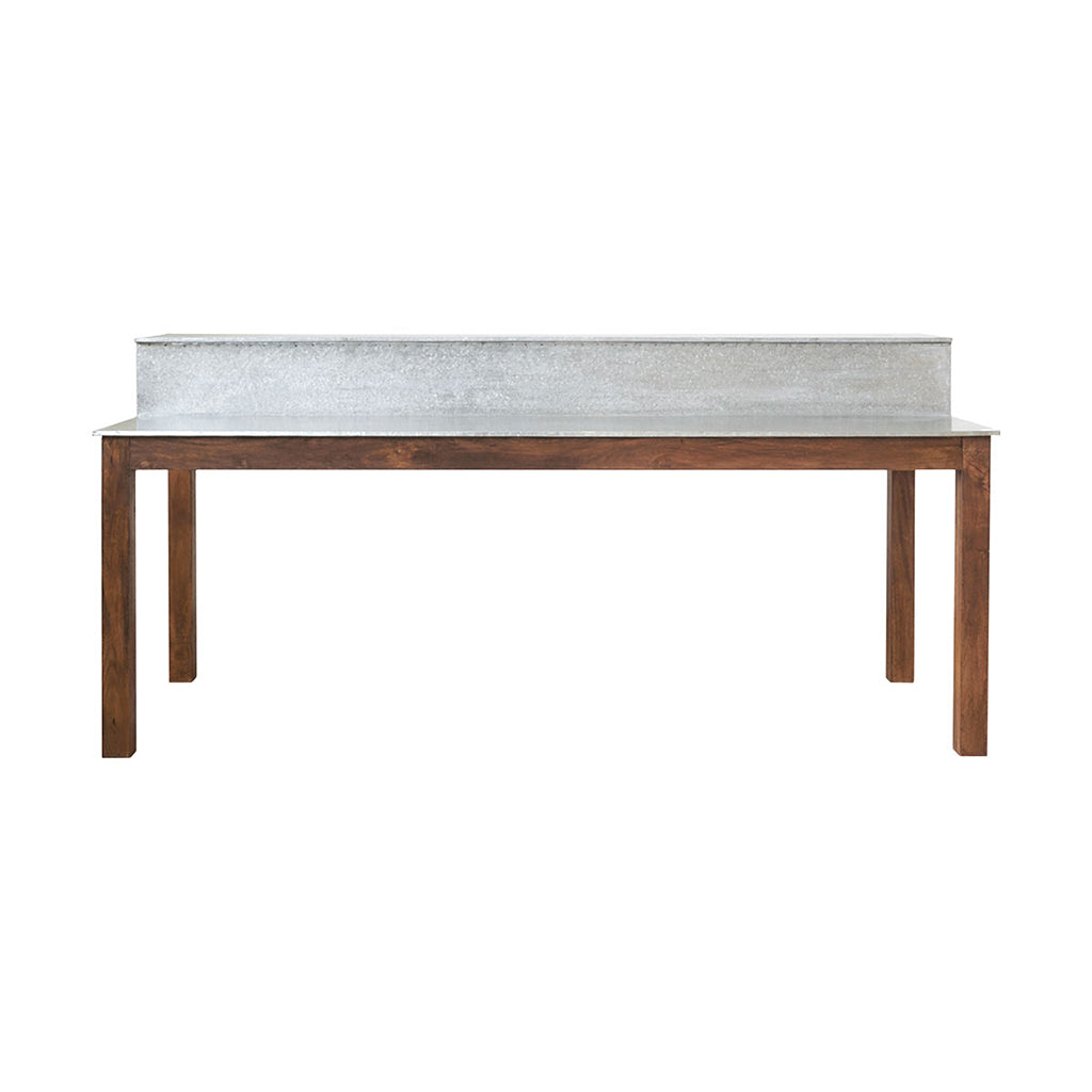 Wooden Display Table With Galvanised Zinc Worktop