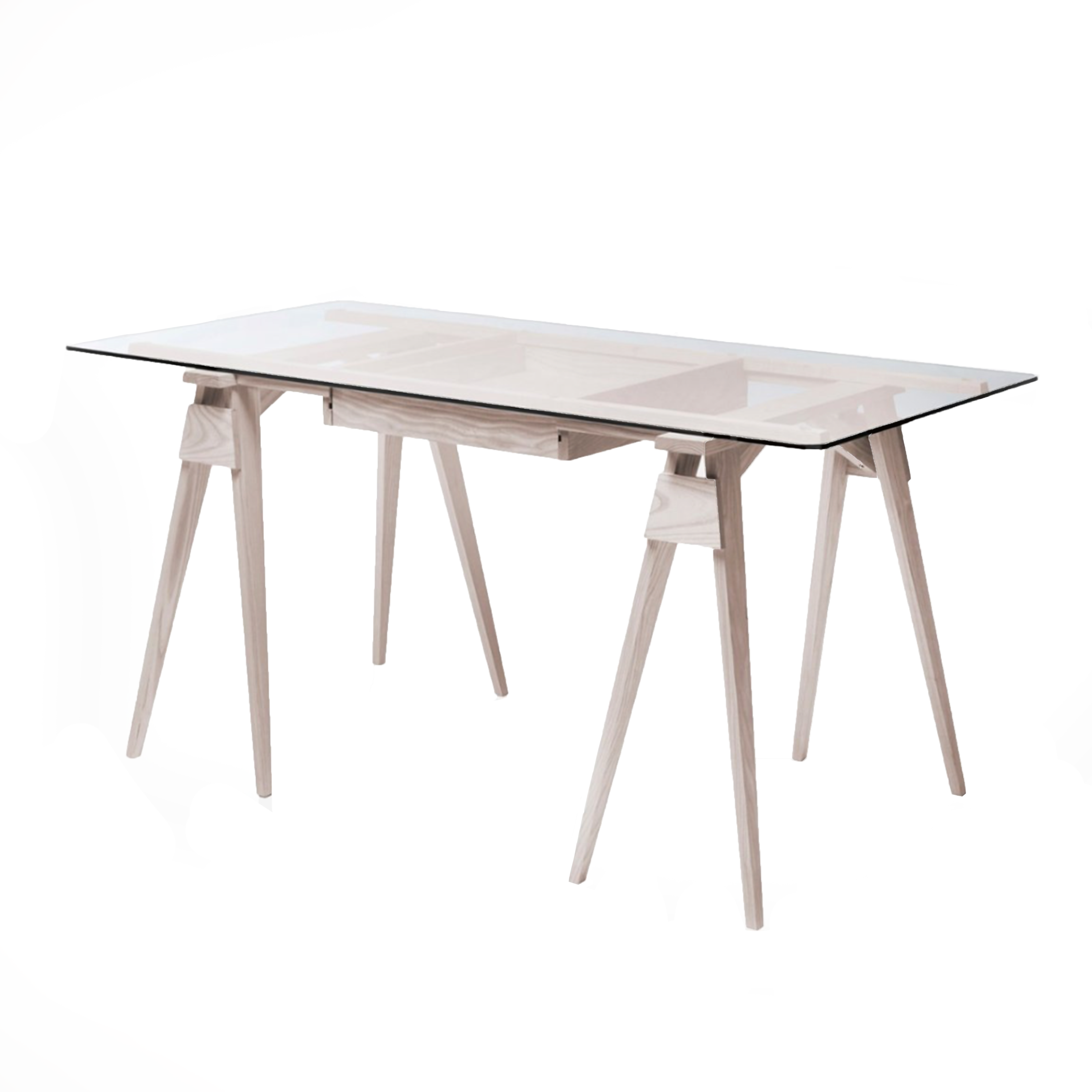 Warehouse Home and Design House Stockholm Glass top Arco Desk In Oak for sale