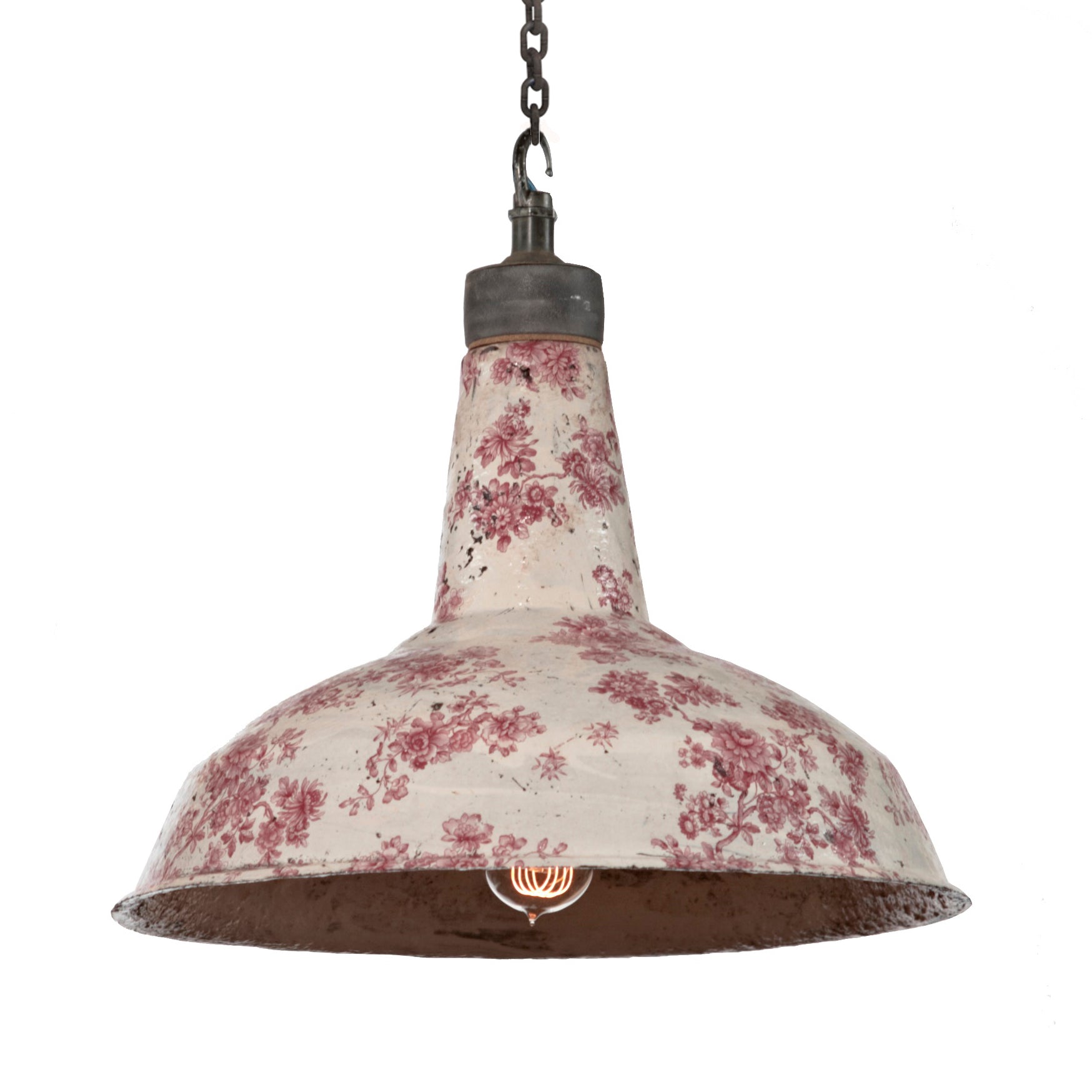 Aditi Studios Flying Scotsman ceramic pendant light in pink floral from Warehouse Home 