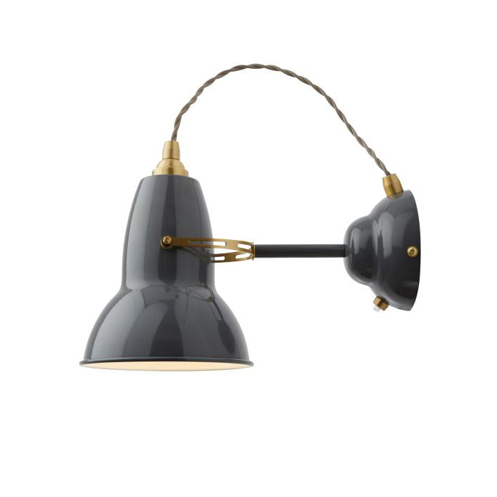 Anglepoise Original 1227 short wall light in elephant grey with brass detail from Warehouse Home 