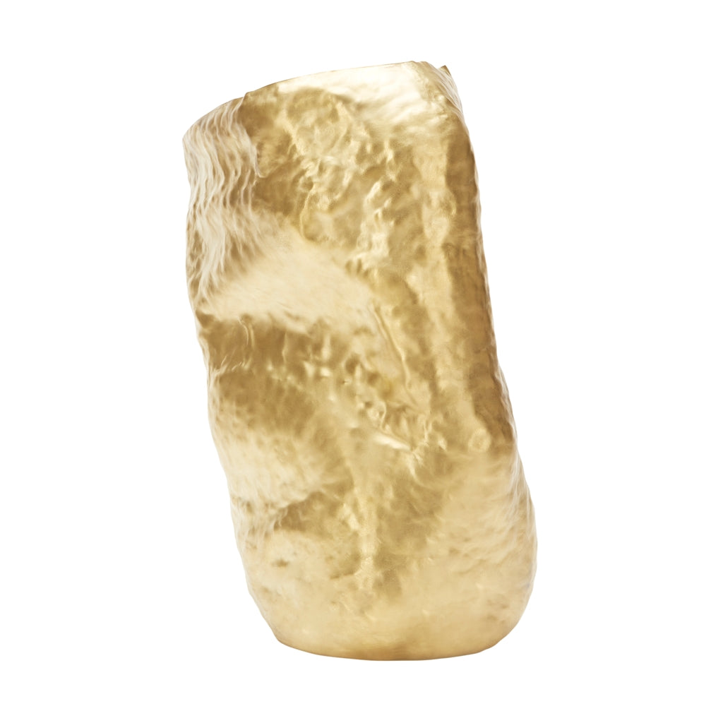 The Tom Dixon Bash Vessel Tall in Brass from Warehouse Home showing back view