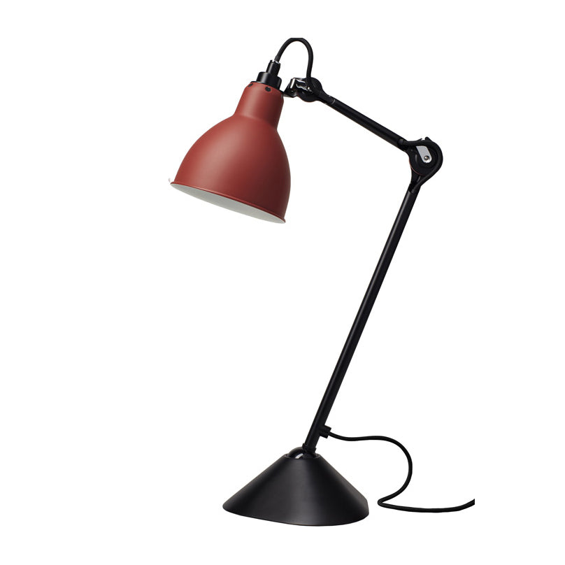 DCW éditions Lampe Gras 205 table lamp with red shade and black arm from Warehouse Home