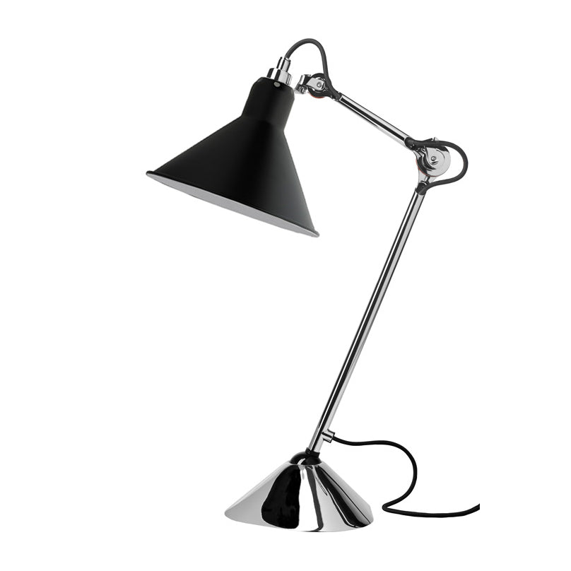DCW éditions Lampe Gras 205 table lamp with black shade and chrome arm from Warehouse Home