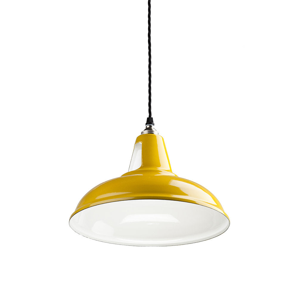 Old School Electric vintage style factory shade pendant in yellow from Warehouse Home online shop