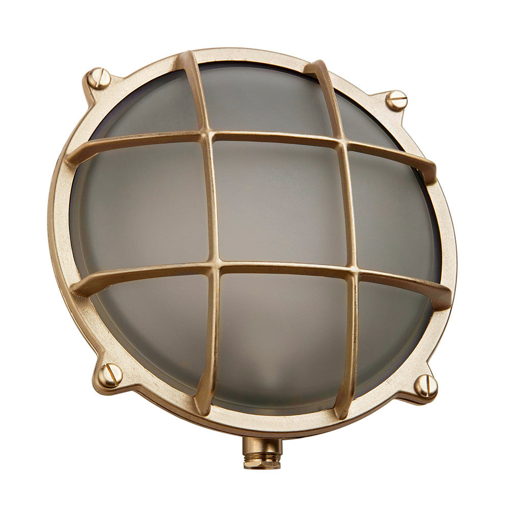 Large Round Bulkhead Light In Brass