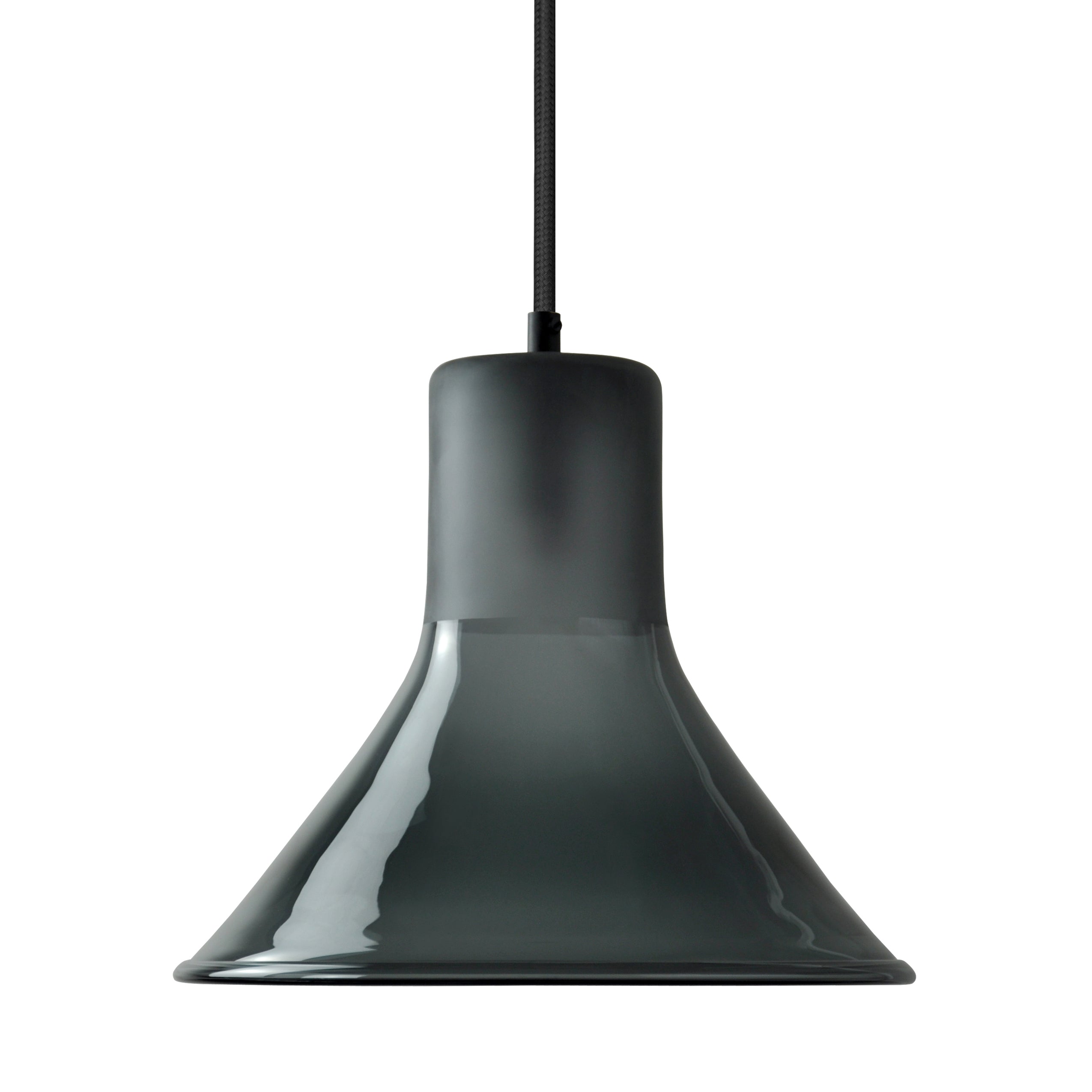 Mineheart Funnel glass pendant light in blue smoke by Young & Battaglia from Warehouse Home 