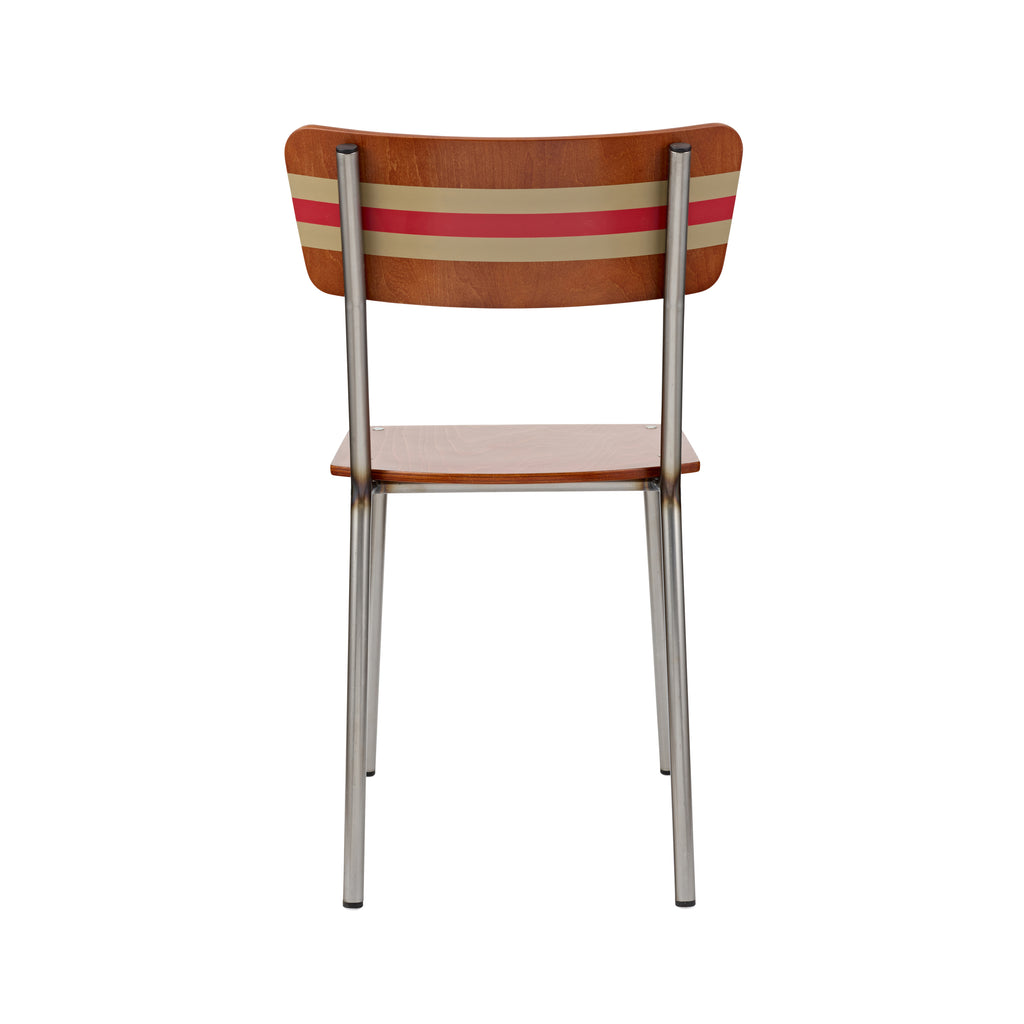 Vintage Industrial Classic School Chair With Silt Cream And Theatre Red Stripe
