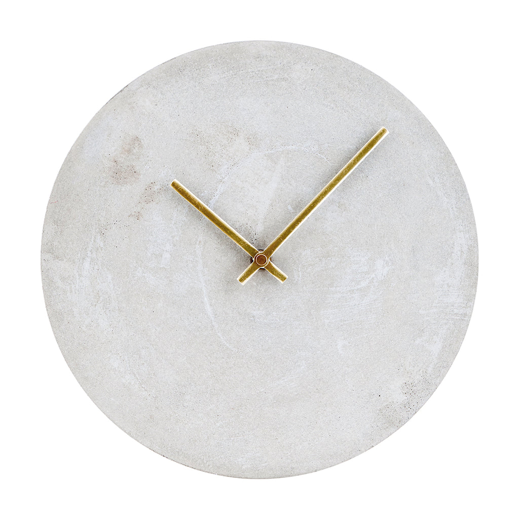 Industrial Concrete Wall Clock With Brass Hands